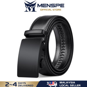 MENSPE Mens Belt Fashion Business Belt Genuine Leather Belt Second-layer Cowhide Automatic Buckle Belts Brand Luxury High Quality Strap Leisure Casual Belt Male Waistband for Men