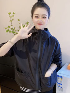 Womens Summer Autumn Double Pocket Hooded Breathable Sun Protection Zipper Cardigan Jacket European Style Fashion Outerwear