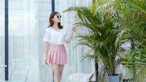Ruige Pleated Skirt Womens Spring and Summer JK White A- line Skirt New Korean Style High Waist Skirt Autumn and Winter Large Size Plaid Skirt