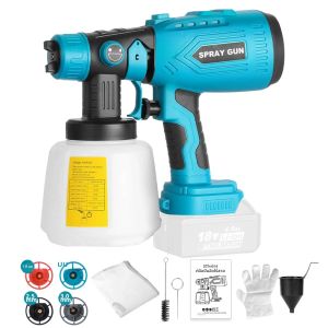 เครื่องพ่นสีไร้สายสําหรับแบตเตอรี่ลิเธียมไอออน MAKITA 18V (ไม่มีแบตเตอรี่) ปืนพ่นสี HVLP พร้อมหัวฉีดทองแดง 4 ขนาด 200W