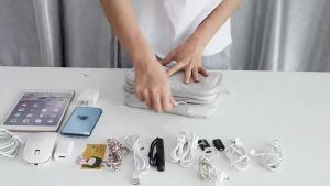 TRG080 - TAS GADGET DOUBLE LAYER ORGANIZER CANVAS KABEL HP POWERBANK WATERPROOF