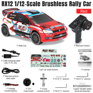 ZD Racing RC Car 1:12 Scale RX12 Brushless Car 70KM/H High Speed Car 4WD 3S 2200mAh 6 Channel 350M with Battery Rally Vehicle