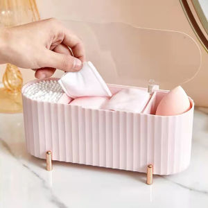 3กริดสำลีก้านกล่องเก็บเครื่องสำอางกรณีที่เก็บเครื่องสำอางพัฟแป้ง