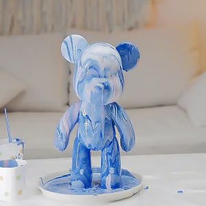DIY Fluid Bearbrick Keychain Mini Mainan Bear Brick Key Chain Handmade Toy Diy Colored Paint Fluid Painting Toy 流体暴力熊