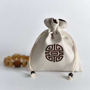 Authentic Pure Bead Cotton Linen Drawstring Buddha Pearl Bag Jewelry Accessory Storage Pouch Small Cloth Bag Hand Chain