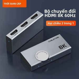 Bộ Chia Chuyển Đổi CABLETIME HDMI 2.1 8K 60Hz 4K 120Hz Bộ Chuyển Đổi Thiết Kế Núm 2 Trong 1 Hai Chiều Cho Máy Tính Xách Tay MacBook - Vỏ Nhôm