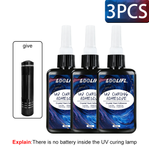 LOOLIFL | 50ML UV Curing Glue Crystal Clear Shadowless Adhesive High Strength UV Resin Glue For Glass Acrylic Crystal ABS Repair DIY Craft