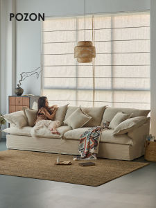 POZON Linen Fabric Sofa Artistic Style Detachable And Washable Straight Row for B&B Small Size Modern Minimalist Design
