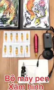 Bộ máy pen xăm hình hay còn gọi máy bút xăm kèm cattolo mẫu hình xăm