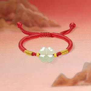 ZHOU LIU FU 24K Solid Gold Bracelet with Lucky Four Leaf Clover Charm