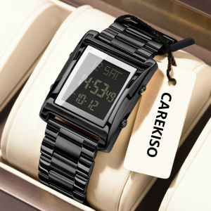 CAREKISO Business Digital Men Watch Week Date Waterproof LED Man Watch Stainless Steel Fashion Sports Electronic Watches For Men