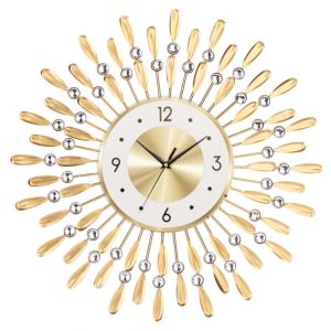 Jam Dinding Hiasan Besar DIY Iron Metal Wall Clock Moden Diamond Crystal Clock Luxury Watch Home Decoration