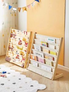 Kids Solid Wood Bookshelf Storage Bookshelf kids bookcase Book Floor Organizer 6 Layers kids bookshelf