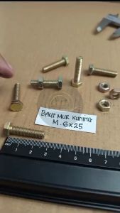 BAUT MUR M6 X 25 KUNING BMK M6X25 PANJANG 25 CM 25CM KUNCI 10 6X25 25MM