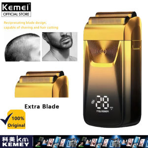 Kemei Electric Razor Anti-Metal LED LCD Display Wet-Dry Use Beard Trimmer Electric Shaver Reciprocating Mens Shaver Shaved Head Hair Clipper