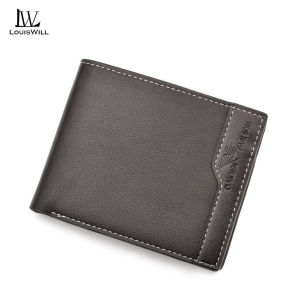 LouisWill Men Short Wallet Fashion PU Leather Business Casual Wallets Soft Leather Purse Travel Purses Coin Pouch ID Credit Cards Holders
