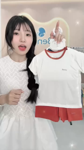 Bộ cộc tay cài vai trơn phối viền cổ BENTY chất vải thấm hút mồ hôi đồ bộ cho bé trai bé gái