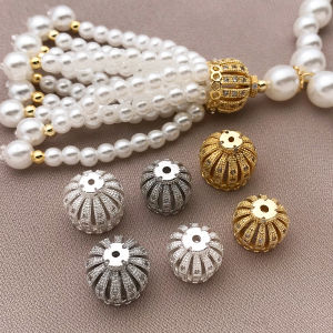 2/5 ชิ้น/ล็อต 18K Gold PlatedทองเหลืองZirconมงกุฎลูกปัดสําหรับสร้อยข้อมือพู่ลูกปัดสําหรับDIYเครื่องประดับต่างหูทํา