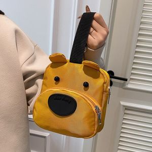JENL New Canvas Bag Bear Square Mobile Phone Bag Niche Original Design Cute Cartoon Hand-held Handbag