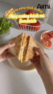Aimi Máy Nướng Bánh Mì Sandwich Máy Nướng Kẹp Làm Nóng 2Mặt Rán Trứng Làm đồ ăn Sáng Nhanh Chóng Tiện Lợi
