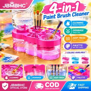 JBMBHC Portable Watercolor Brush Washer With Auto Water Dispenser Mess Free Art Station For Kids Students Outdoor Sketching Includes Detachable Palette And Brush Rack Eco Friendly Plastic