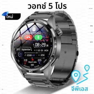 นาฬิกาสมาร์ทวอทช์ 5 โปร หน้าจอ AMOLED HD ขนาด 1.53 นิ้ว พร้อม NFC GPS ติดตามตำแหน่ง โทรผ่านบลูทูธ ตรวจสอบสุขภาพ สำหรับผู้ชายและผู้หญิง