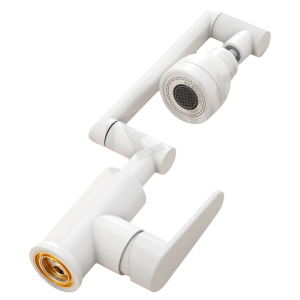 YEMO | White Fortune Cat Style Faucet Basin with Hot and Cold Water Copper Material