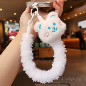 Cute Plush Bear Short Mobile Phone Lanyard Outdoor Climbing Travel Anti-Loss Portable Comfortable Fashionable Womens Phone Strap