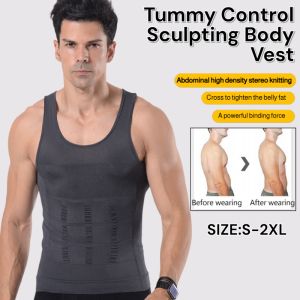 Tummy Control Sculpting Body Vest Men Slimming Body Shaper Compression Tank Top Weight Loss Shapewear