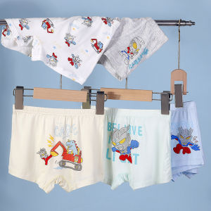 Childrens Modal Spandex Boxer Shorts Spiderman Cartoon Print Breathable Antibacterial Underwear for Boys Summer Thin Style