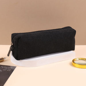 Corduroy Vintage Pencil Case Large Capacity Aesthetic Pen Holder Zippered Desktop Stationery Organizer for School Students