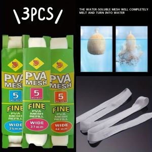 3pc 5M Soluble PVA Mesh Bag Refill Carp Feeder Fishing Lures Refill Rig Hook Bait Wrap Bags 25mm 37mm 44mm Fishing Accessoriess