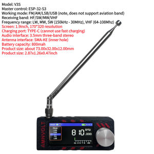 AMNVOLT V4 ATS MINI Si4732 DSP Radio LSB USB AM FM All Band Radio W/ Antenna 1.9inch IPS Screen Portable Pocket Radios ESP-32-S3