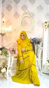 UMMA Fashion - Syakira Syari Baju Gamis Wanita Dewasa Satu Set Dengan Kerudung Variasi Lis Dan Mutiara Resleting Depan Busui Friendly Polos Long Dress Lebaran Kekinian Kondangan Pengajian Polos Kasual Elegan Remaja Trendy Model Sekarang Jumbo