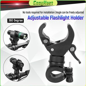 C.N Bicycle Handlebar Flashlight Clip Holder 360 Degree Rotating Bike LED Lamp Clamp Grip Bracket