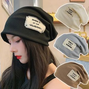 Thời Trang Hip-hop Punk dệt kim xếp chồng lên nhau hat/thoáng khí có độ co giãn cao áo len chui đầu dệt kim hat/Giữ ấm mềm thêu Beanie cap Ins Hàn Quốc dui dui hat cho nữ Phụ nữ