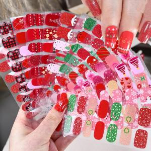 16 Miếng Dán Móng Tay Giáng Sinh Lấp Lánh Hình Bông Tuyết Tuần Lộc Người Tuyết Dán Móng Gel Tự Dính Không Cần Nướng Hoàn Chỉnh Trang Trí Móng Giáng Sinh