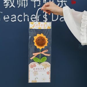 QIWEILANG | Handmade Sunflower Yarn Artificial Flowers Teachers Day Gift