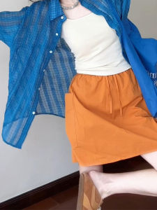 YUEZHONGWEI | Sun Protection Blue Collar Transparent Mesh Long Sleeve Shirt
