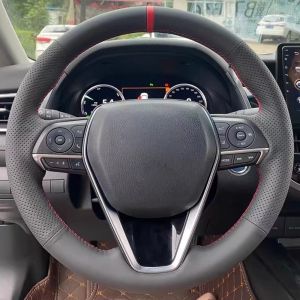 Car Accessories Hand Stitched Genuine Leather Avalon Camry Crown Corolla 2018 - 2023 Steering Wheel Cover For Toyota RAV4