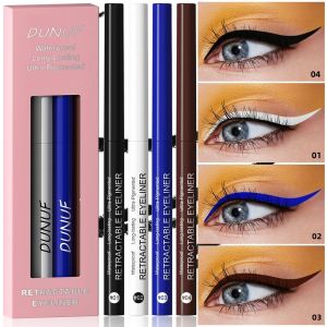 Bộ Bút Kẻ Mắt Không Thấm Nước DUNUF 4 Chiếc - Bền Không Lem Mềm Mại Thân Thiện Với Người Mới Bắt Đầu Chống Mồ Hôi Kết Hợp Phấn Mắt & Kẻ Mắt