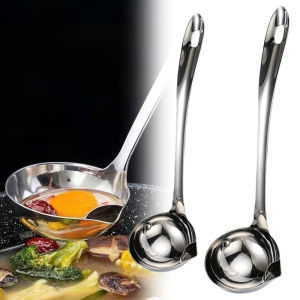 Stainless Steel Oil Separating Spoon Soup Colander Kitchen Gravy Oil Soup Fat Separator Yogurt Oil Skimmer Spoon Kitchen Gadgets