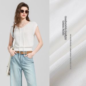 BEIQIANI | Irregular Colored Stones Decorated Knit Regular Shoulder Top