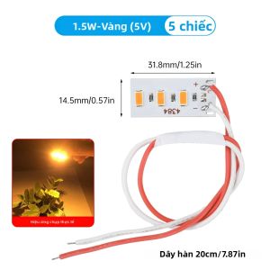 Bộ 5 Đèn LED Hạt Module 5730 Độ Sáng Cao 1.5W DC 5V Có Dây Để Trang Trí Lễ Hội - Đỏ/Xanh Lá/Tím/Vàng/Xanh Dương/Trắng