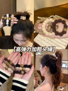 High Elasticity Durability Womens Hair Ties Horse Tail Rubber Bands New 2024 Fashionable Hair Accessories Black Tone