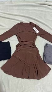 🍒🍒🍒SÉT HAI MÓN ÁO THUN TĂM TAY DÀI KHOÉT NGỰC KÈM QUẦN SHORT XÒE GIẢ VÁY SKU1