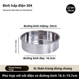 Nồi Cơm Điện Bằng Thép Không Gỉ 304 Nồi Hấp 45L Bề Mặt Hấp Đa Năng Tương Thích Với Các Thương Hiệu Khác Như Midea Supor Nine Yang