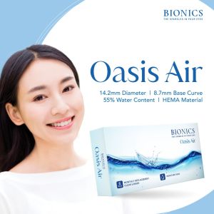 Bionics Oasis Air 1 Month Clear Contact lens 6pcs/Box  Aspheric Design Lens HD Lens -0.50 to -10.00 Power