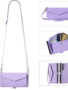 Fashionable Silicone Phone Case for A55 A35 A25 A15 A54 A53 A52 A13 A14 A12 Crossbody Flip Cover Card Insertion Lanyard Hanging