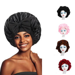 1/2/4 Pcs Satin Silk Bonnet for Sleeping Women Large Long Strap Tie Band Adjustable Sleep Night Cap Hair Bonnet Wrap for Men